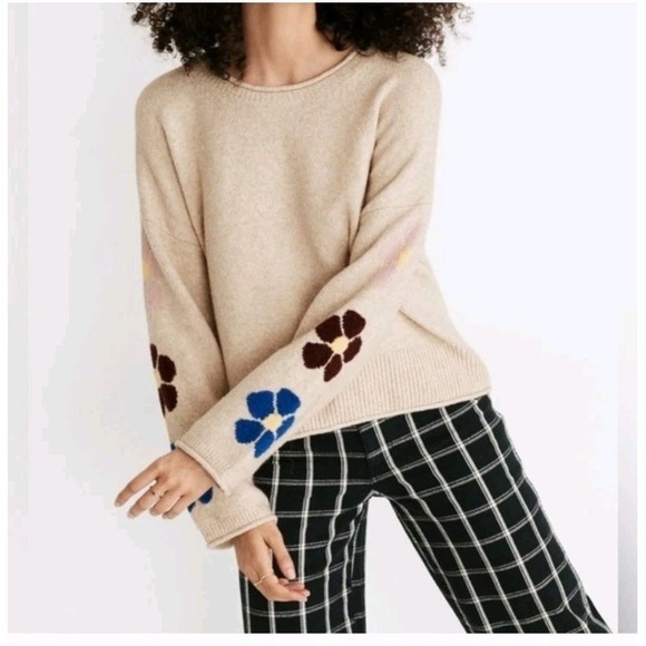 Madewell Sweaters - Madewell Wool Blend Pullover Floral Print Size Small